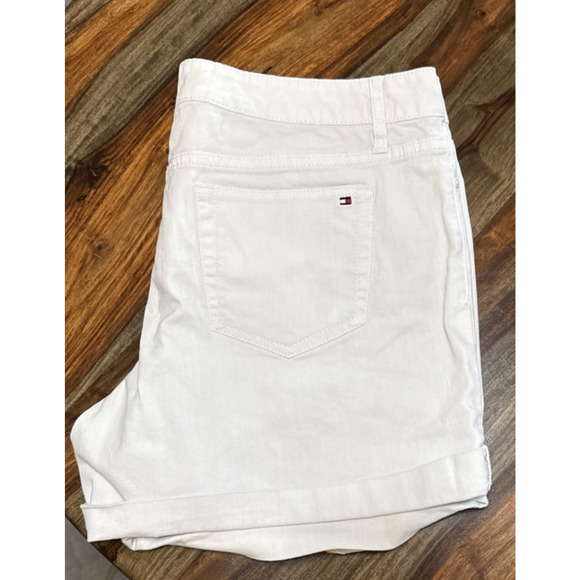 Tommy Hilfiger Shorts Womens 14 White Denim Rolled Cuff 4.5 Inch Inseam - Picture 15 of 16